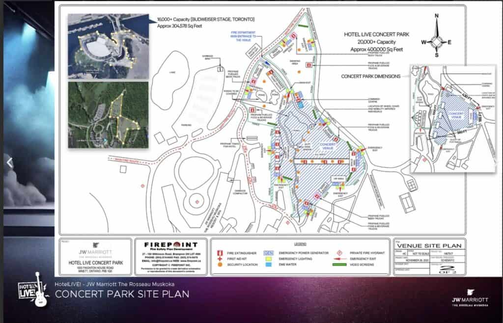 Concert Park Site Plan for the Lake Rosseau concert venue concept